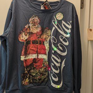 Freeze New York light up Santa Coca Cola sweatshirt (Ugly Christmas Sweater?) XL